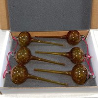 Amber Hollow Icicle Bulb Christmas Ornament set of 6 