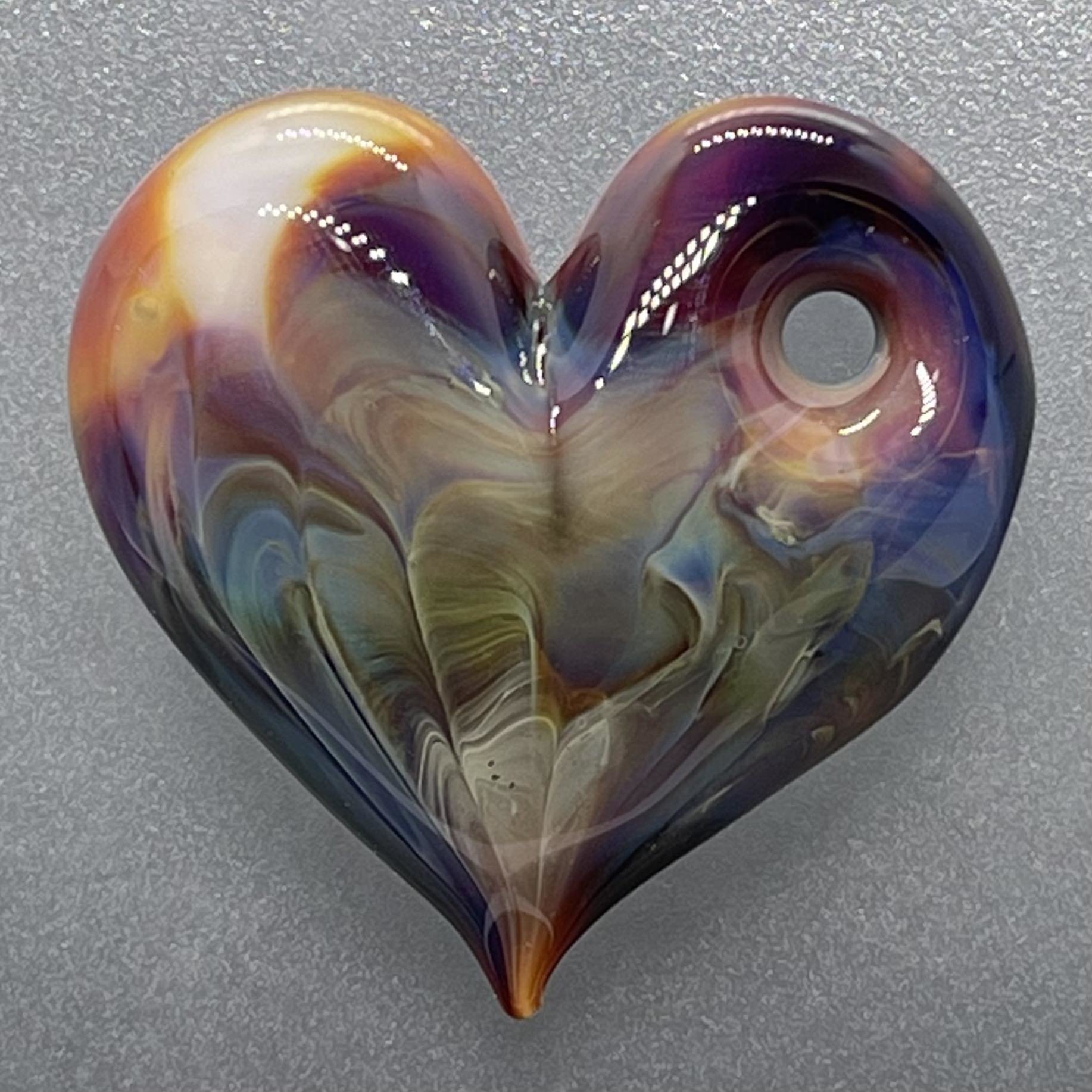Heart Pendant Blue, Purple, Green, Orange & White