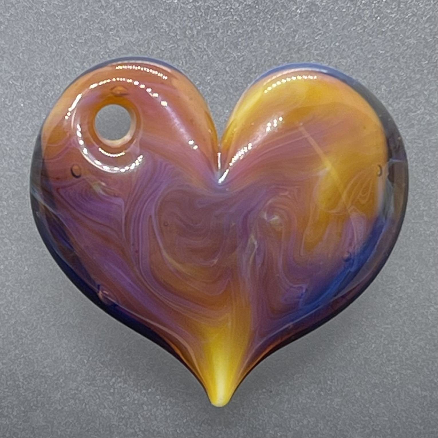 Heart Pendant Orange & Purple