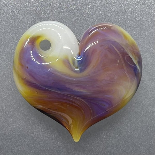 Heart Pendant Orange & Purple