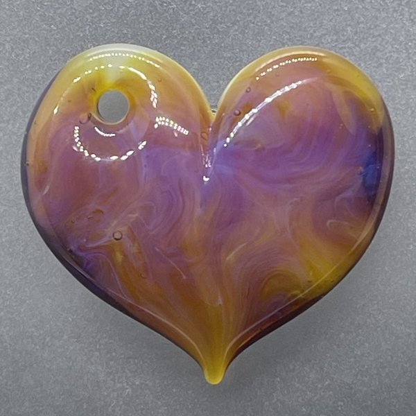 Heart Pendant Orange, Pink & Purple