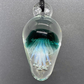 Teal and White Jellyfish pendant