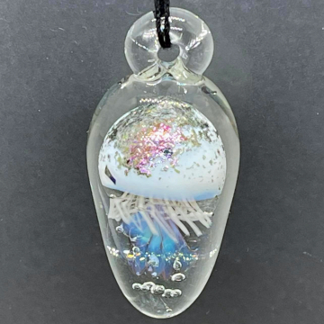 Translucent white Jellyfish with shimmer cap pendant