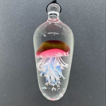 Pink and White Jellyfish pendant