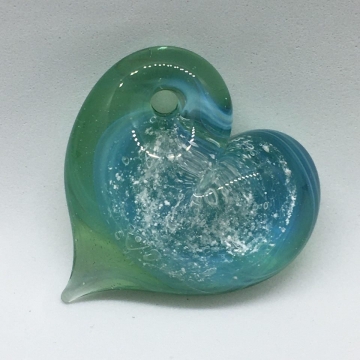 Aquamarine & Green swirl heart