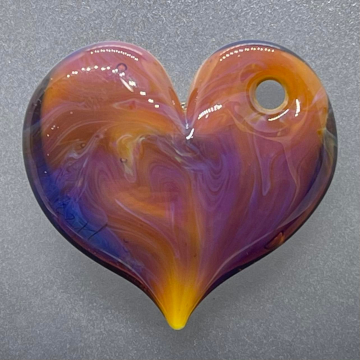 Heart Pendant Orange & Purple