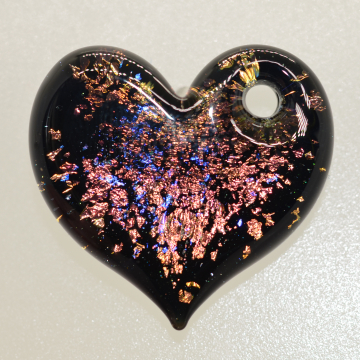 Orange / Yellow / Purple metallic heart pendant