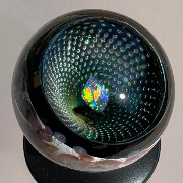 Silver & Gold Fume Airtrap Vortex Marble with Opal