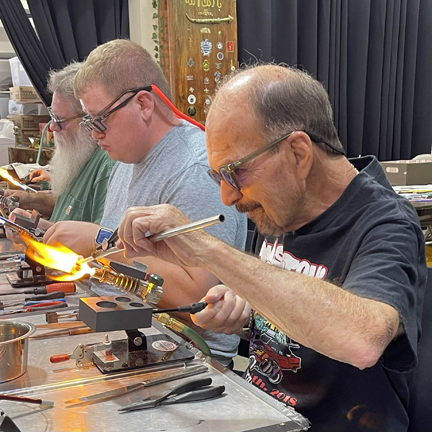 Some students making marbles